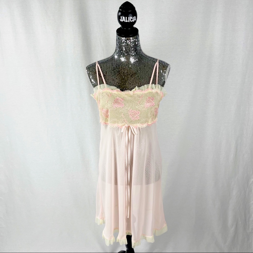 Posh Pink Sheer Gown with Flower Lace